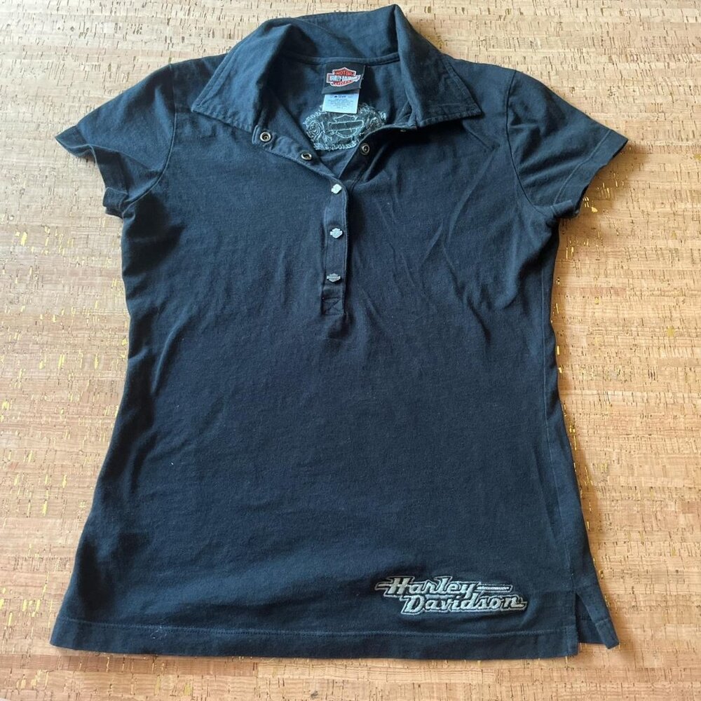 Harley Davidson black short sleeve polo shirt